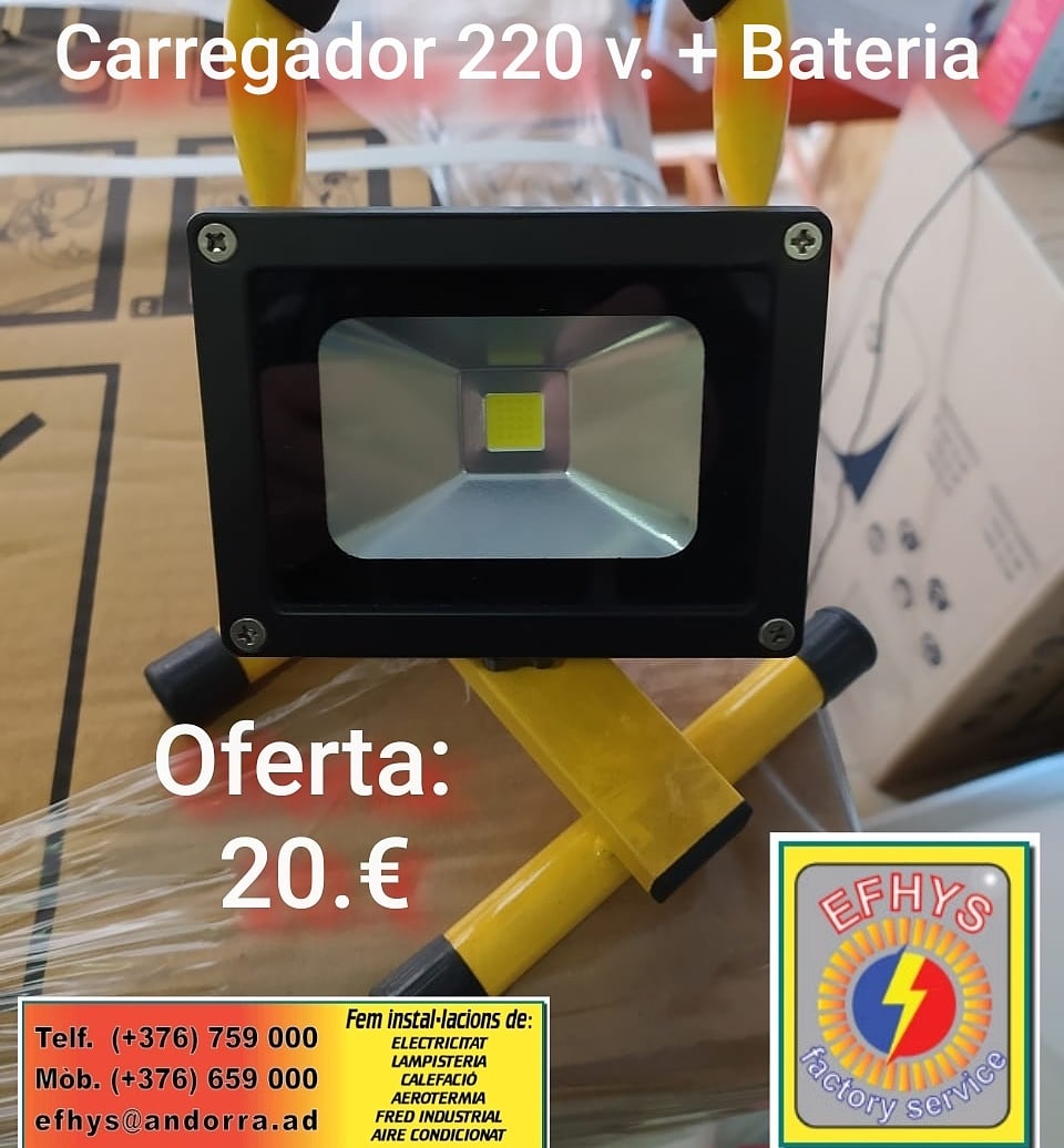 Comprar oferta Llum led mòbil amb bateria i carregador x 20€ a Efhys Andorra